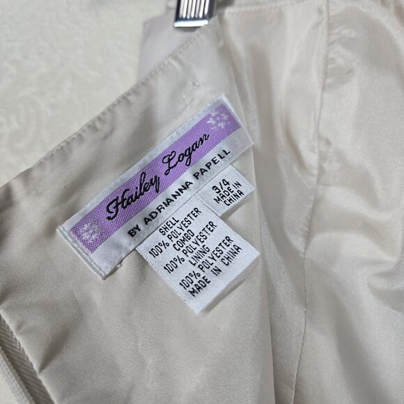 Haley Logan by Adrianna Papell Strapless Dress sz 3/4* Beige Chiffon Embroidered - Picture 12 of 16